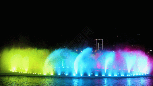 大型喷泉灯光表演秀GIF图片