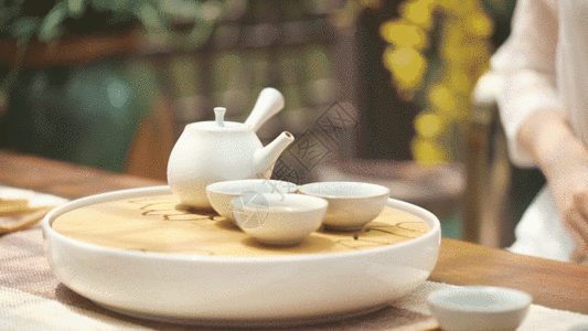 大红袍茶叶沏茶特写GIF高清图片
