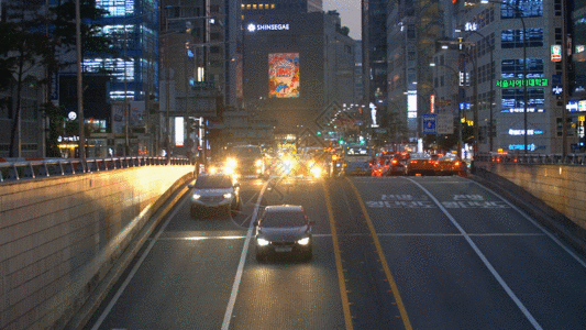 韩国汉城市中心繁荣公路GIF图片