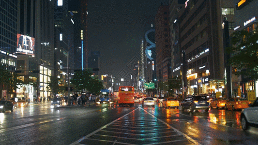 雨夜街景城市中心繁荣公路GIF高清图片