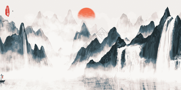 石膏山水墨画gif图片-石膏山水墨画动态图-石膏山水墨画gif格式下载