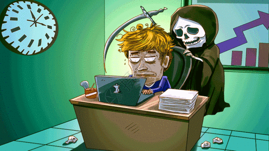 加班过劳gif图片素材