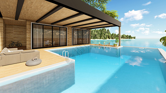 健身房游泳池休闲舒适海岛度假游泳别墅设计图片