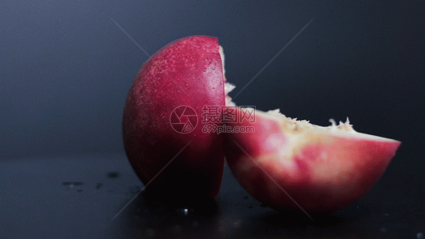 切开水果油桃实拍GIF图片