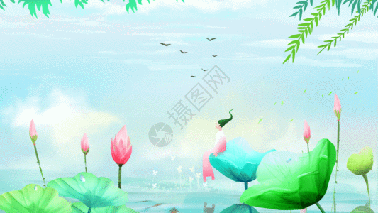 立夏的池塘gif图片素材
