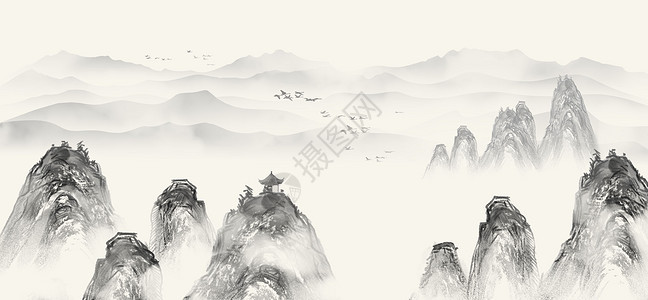 中国风水墨山水背景图片