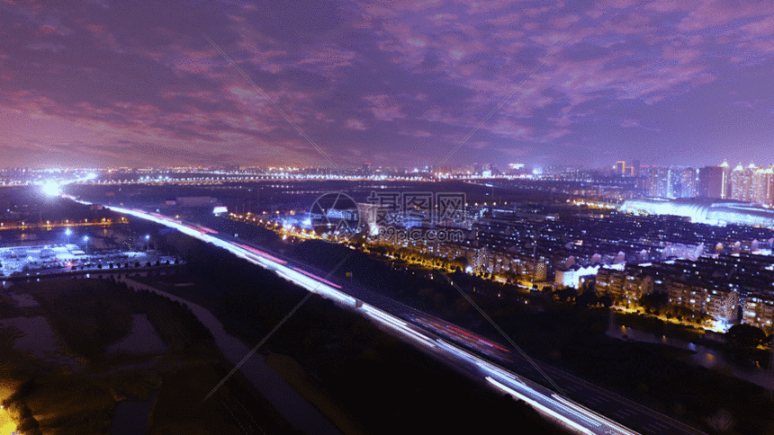 俯瞰城市震撼夜景交通延时gif动图图片-正版gif素材401106350-阃纪