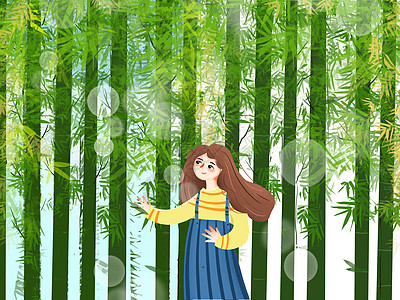 详情竹子春天竹园插画