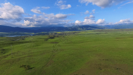 农田风景新疆航拍山野草原农田水利公路GIF高清图片