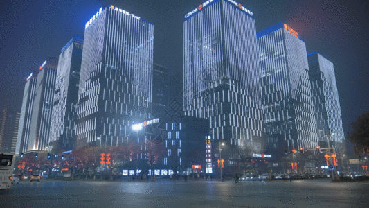 夜晚建筑城市夜晚延时GIF高清图片