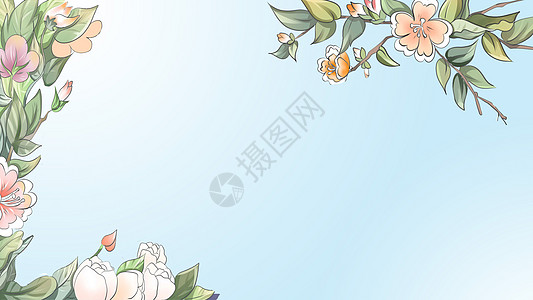 插画花海花卉背景设计图片