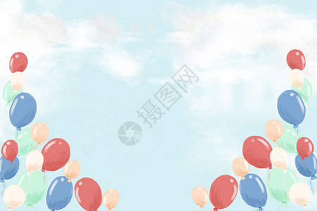 清新天空气球背景图片