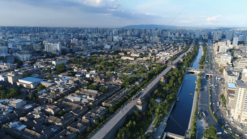 古城西安全景航拍原始素材gif