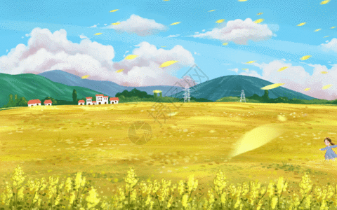 乡下田园风景插画插图 乡下田园风景元素素材 乡下田园风景gif图片