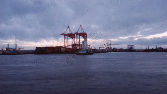 港口码头延时摄影GIF图片