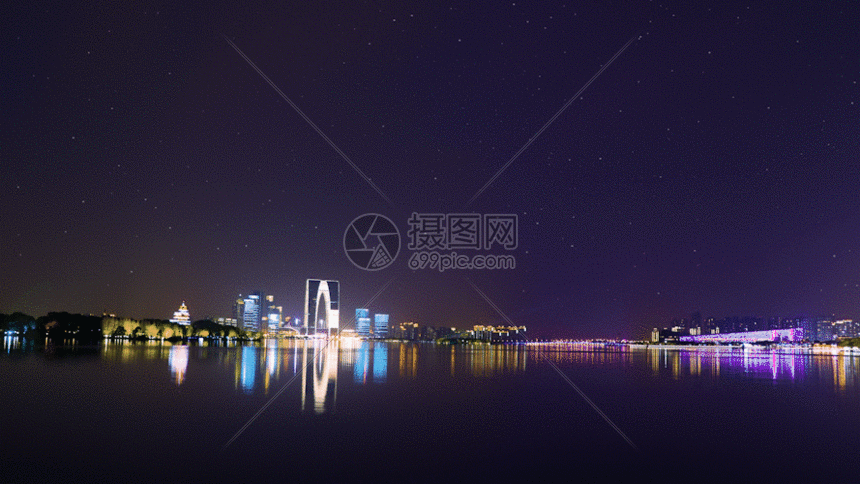 苏州东方之门夜景星空延时gif