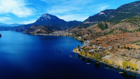 平静的湖水岛屿 旅游景点GIF高清图片