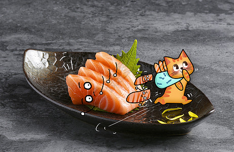 日本美食创意日本三文鱼料理插画