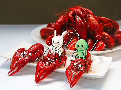 海鲜摄影创意龙虾美食插画