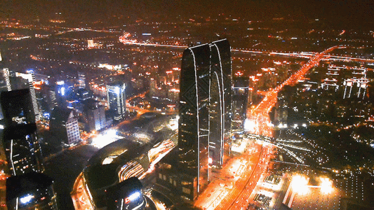 夜景建筑航拍4K苏州东方之门夜景GIF高清图片