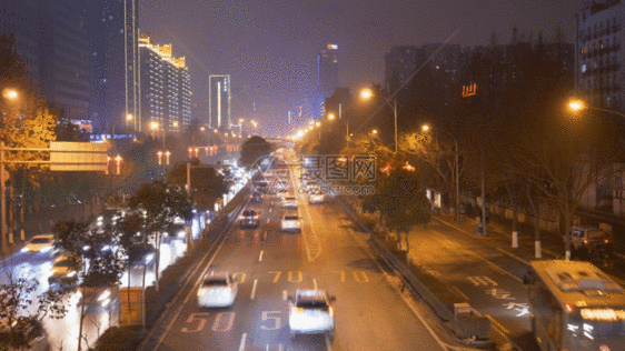 西安南二环车流夜景延时GIF图片