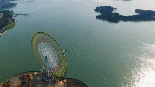 航拍苏州金鸡湖摩天轮GIF图片