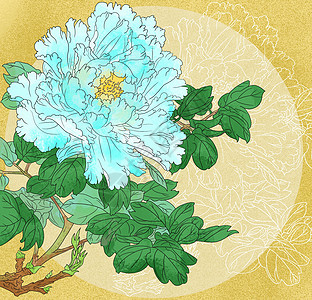 中国风古风工笔美丽蓝花花卉背景图片
