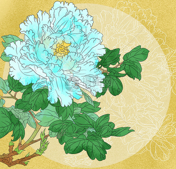 中国风古风工笔美丽蓝花花卉图片