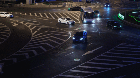 汽车LED大灯车辆交通延时摄影GIF高清图片