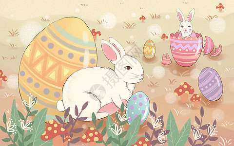 复活节彩蛋兔子背景图片