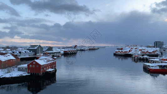 挪威小镇斯沃尔韦尔城市风光延时GIF高清图片