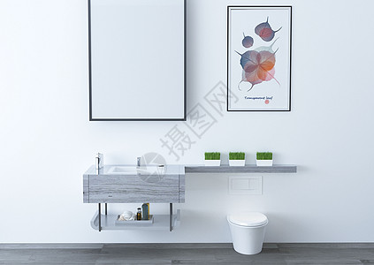 现代卫生间立体洗手台高清图片