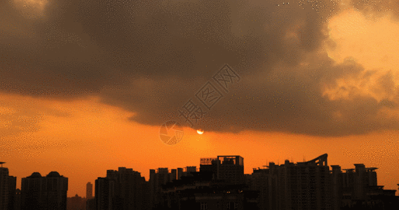 日落剪影城市唯美日落GIF高清图片