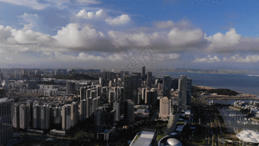 城市建筑俯瞰厦门会展中心GIF高清图片