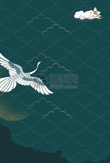复古仙鹤背景