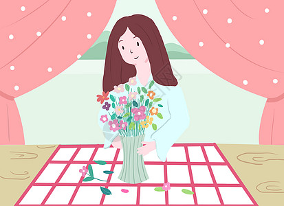 插花插画_插花卡通_插花插图_手绘_板绘_摄图网