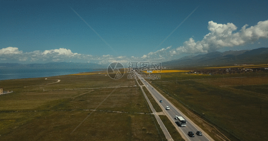 青海湖夏季环湖公路航拍视频gif动图图片-正版gif素材401147452-摄