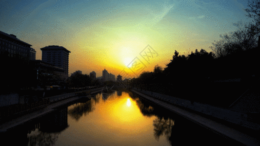 城市夕阳延时素材GIF图片