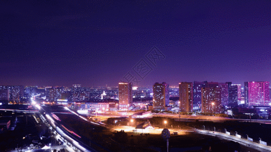 美丽的城市夜景交通延时GIF图片