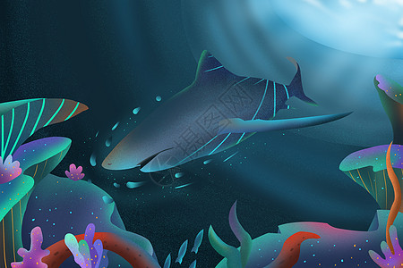 海底世界鲨鱼背景图片