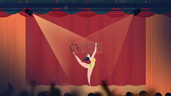 红色复古舞蹈少女青年节插画海报图片