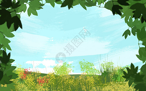 花海手绘花卉植物背景设计图片