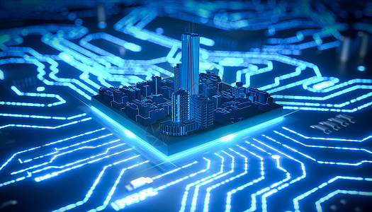 建筑模型科幻城市芯片设计图片