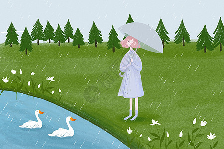 雨天插画背景图片