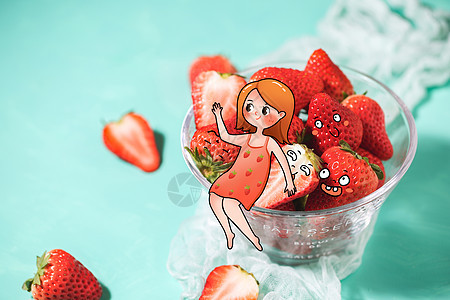 创意草莓女孩背景图片