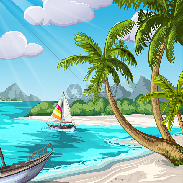 海滩插画图片下载 正版图片 摄图网