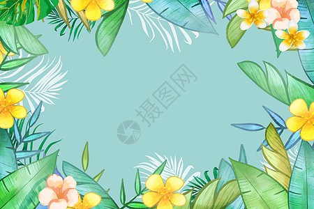 手绘水彩植物背景图片