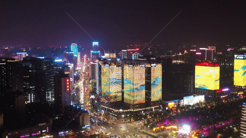 西安高新cbd4k夜景航拍合集gif动图图片-正版gif素材401202131-摄图网