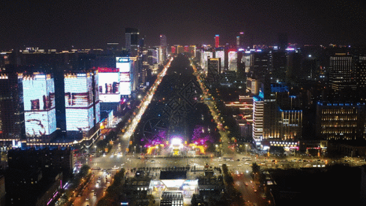 繁华的街道西安高新CBD4K夜景GIF高清图片