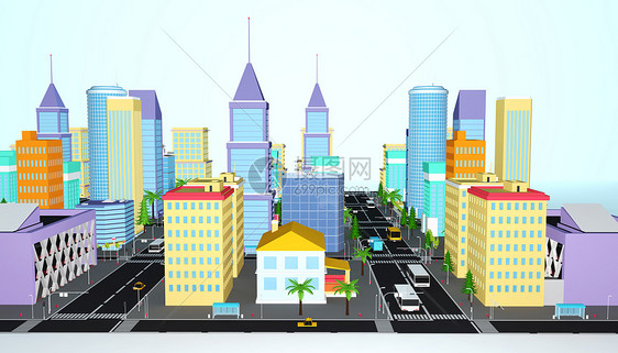卡通城市场景图片